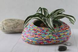 Millefiori Polymer Clay Planter Colorful Pebble-Shaped Ceramic Pot