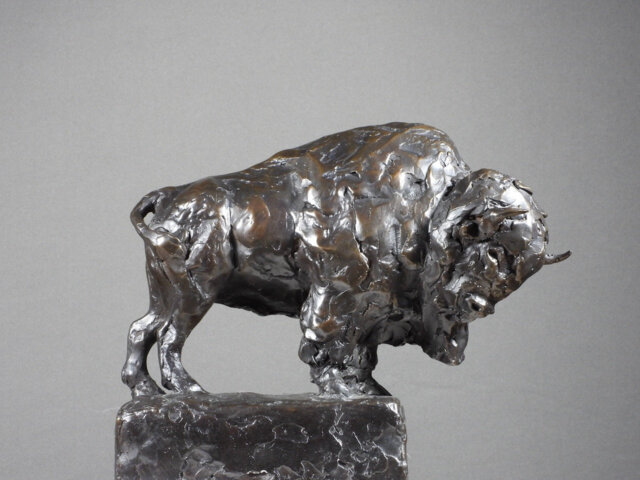 Bronze Bison Sculpture Hand-Cast Buffalo Art By Kindrie Grove - image 1