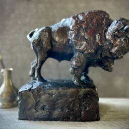 Bronze Bison Sculpture Hand-Cast Buffalo Art By Kindrie Grove - thumbnail 3