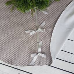 Beige Tree Skirt, Quilted Christmas Monochrome Quiltedt Beige Skirt - thumbnail 3