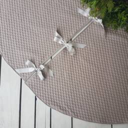 Beige Tree Skirt, Quilted Christmas Monochrome Quiltedt Beige Skirt - thumbnail 2