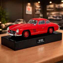Mercedes 300 Sl Alarm Clock - Realistic Engine Sound, Working Headlights, Handmade, Car Enthusiast Gift - thumbnail 1