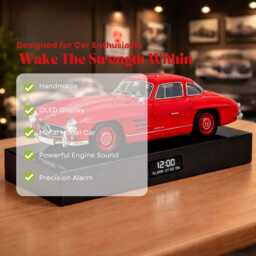 Mercedes 300 Sl Alarm Clock - Realistic Engine Sound, Working Headlights, Handmade, Car Enthusiast Gift - thumbnail 3