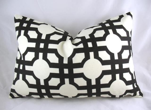 Waverly - Groovy Grill Licorice, Fretwork, Black Decorative Pillow Cushion Covers Accent Throw - image 1