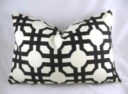 Waverly - Groovy Grill Licorice, Fretwork, Black Decorative Pillow Cushion Covers Accent Throw - thumbnail 1