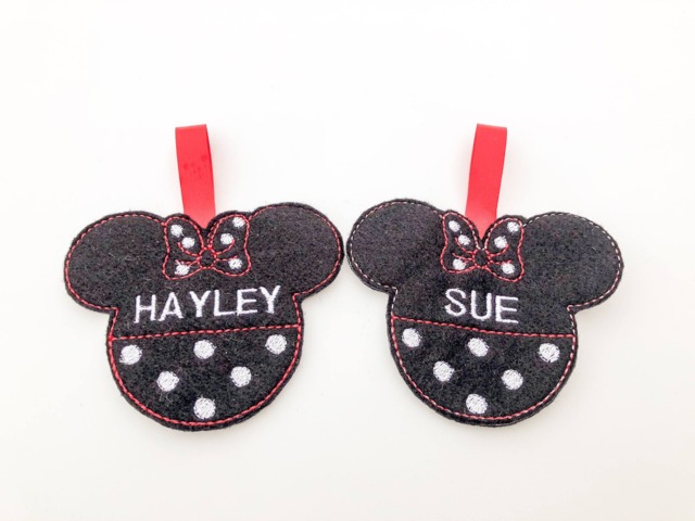 Mouse Ears Tree Decoration, Personalised Girl Mouse Ears, Bauble, Christmas Decoration - image 1