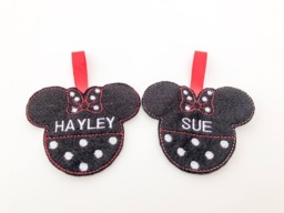 Mouse Ears Tree Decoration, Personalised Girl Mouse Ears, Bauble, Christmas Decoration - thumbnail 1