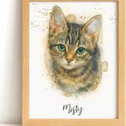 Watercolour Effect Pet Portrait From Any Photo Gift For Animal Lovers, Memorial Gift, Birthday Framed Or Print Only - thumbnail 3