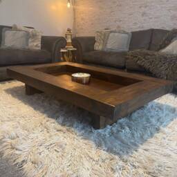 Rustic Handmade Solid Wood Sleeper Coffee Table Xtra Large Wide 1.4 Meter - thumbnail 3