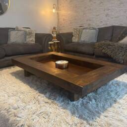 Rustic Handmade Solid Wood Sleeper Coffee Table Xtra Large Wide 1.4 Meter - thumbnail 2