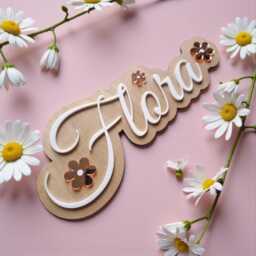 Personalised Flower Name Sign - 3D Wooden & Acrylic Daisy Wall Plaque Custom Kids Bedroom Decor Nursery Art Gift - thumbnail 2