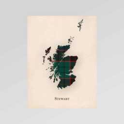 Clan Stewart Old Sett Scottish Tartan Map - Of Scotland Family Wall Decor, Ready To Hang - thumbnail 2