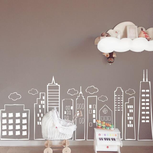 Small Whimsical City Skyline Wall Decal - Kids Room Vinyl Art - image 1
