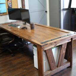 Solid Wood Barn Door Desk, Rustic Farmhouse Industrial Office Furniture - thumbnail 2