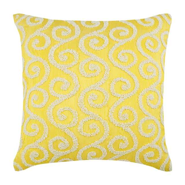 "Luxury Scrolls Yellow Pillow Cover For Bed 24""x24""/26""x26" - image 1