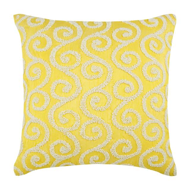 "Luxury Scrolls Yellow Pillow Cover For Bed 24""x24""/26""x26" - image 1