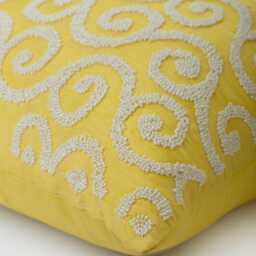 "Luxury Scrolls Yellow Pillow Cover For Bed 24""x24""/26""x26" - thumbnail 2