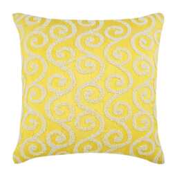 "Luxury Scrolls Yellow Pillow Cover For Bed 24""x24""/26""x26" - thumbnail 1