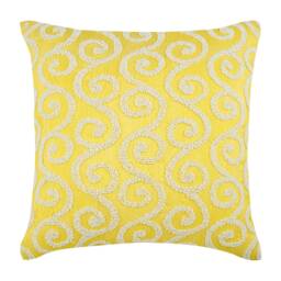 "Luxury Scrolls Yellow Pillow Cover For Bed 24""x24""/26""x26" - thumbnail 1