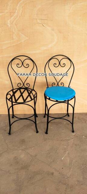 Handmade Moroccan Iron Chairs Set Of 4 - Black Wrought Home Decor Furniture - image 1