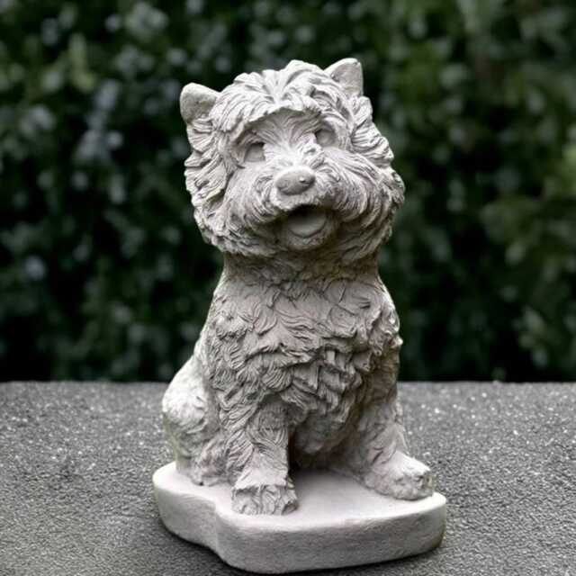 Outdoor Westie Dog Statue Concrete Yorkie Sculpture Decoration Handmade Front Door Ornament Lover Gift - image 1