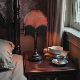Handmade Burgundy Red Paisley Lampshade With Black Fringe Bespoke Made For Table & Floor Standard Lamp Shades, Ceiling Lights - thumbnail 3