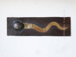 Sperm Cell Relief, Corten Steel Gold Leaf Art, Klimt Style Wall Sculpture