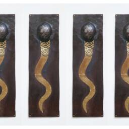 Sperm Cell Wall Relief, Corten Steel, Gold Leaf Accent, New Life, Biology, Waiting Room, Gynaecology, Parents, Kleinmanzanoart - thumbnail 2