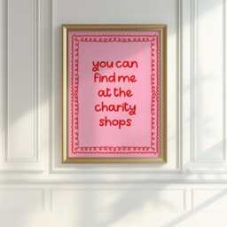 Find Me At The Charity Shops Print - Girly Thrifting Print, Shopping Pink & Red Preppy Thrift Love To - thumbnail 2