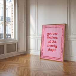 Find Me At The Charity Shops Print - Girly Thrifting Print, Shopping Pink & Red Preppy Thrift Love To - thumbnail 3