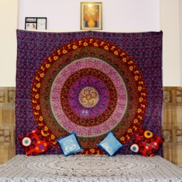 Mandala Wall Tapestry Bohemian Hippie Decor, Large Cotton Art - thumbnail 2
