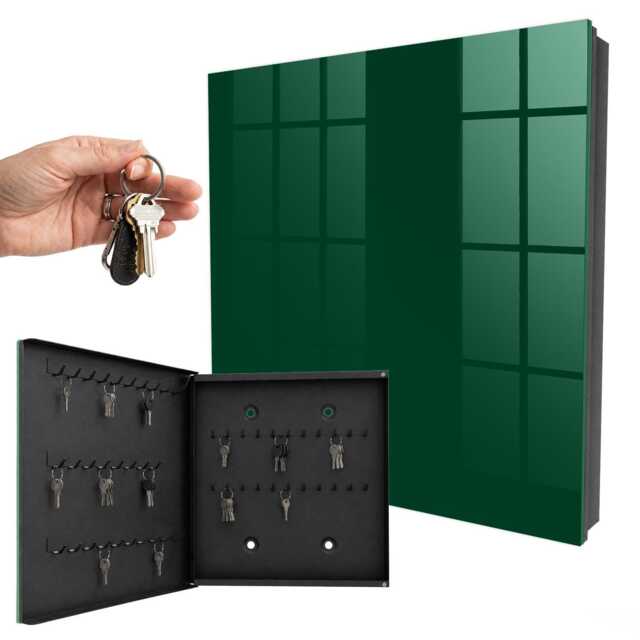 Bottle Green Wall Mounted Key Cabinet, Box For Home, Minimalist Backgrounds & Patterns, Lovers Of Cute Animals - image 1