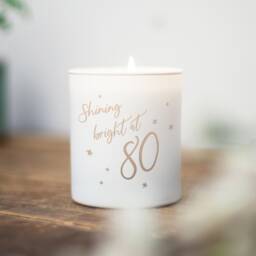 80Th Birthday Candle Gift Shining Bright Etched Glass
