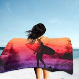 Surf Art Beach Towel Personalized Surfer Gift - thumbnail 2