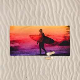 Surf Art Beach Towel Personalized Surfer Gift