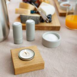 Tealight Holder Wooden Candle in Oak Or Walnut Table Decoration Wedding Party Lantern Modern Design Christmas Light Advent - thumbnail 2