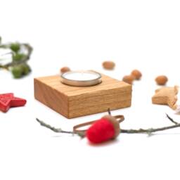 Tealight Holder Wooden Candle in Oak Or Walnut Table Decoration Wedding Party Lantern Modern Design Christmas Light Advent - thumbnail 3
