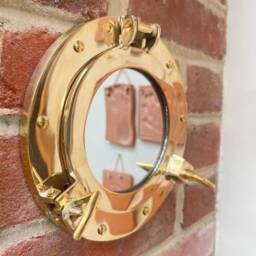 Nautical Brass Porthole Mirror - Wall Hanging Home Decor Port Hole Theme - thumbnail 3