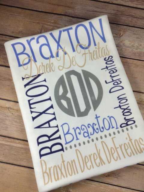 Personalized Baby Name Blanket - Custom Monogrammed Swaddle Gift - image 1