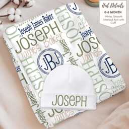 Personalized Baby Name Blanket - Custom Monogrammed Swaddle Gift - thumbnail 2