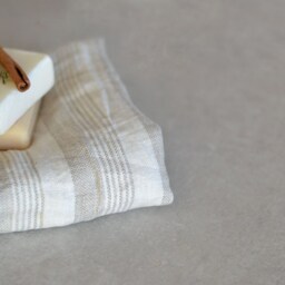striped Natural Linen Towel White Taupe Big Bath Eco Friendly Body With Loop Rustic Washed Bathroom Sustainable Farm House - thumbnail 3