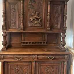 French Sideboard Dresser Italian Dresser Buffet Armoire Cabinet Ornate Carved Pooja Mandir Black - thumbnail 2
