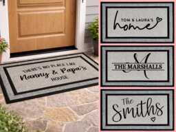 Custom Last Name Welcome Doormat, Tough Outdoor Door Mat - thumbnail 1