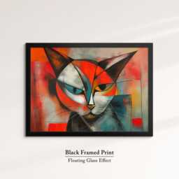 Cat Abstract Shape Oil Painting Framed Print & Canvas Large Sizes Luxury Animal Wall Art Poster Home Decor Interior Pet Lover Gift - thumbnail 2
