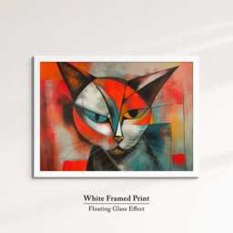 Cat Abstract Shape Oil Painting Framed Print & Canvas Large Sizes Luxury Animal Wall Art Poster Home Decor Interior Pet Lover Gift - thumbnail 3
