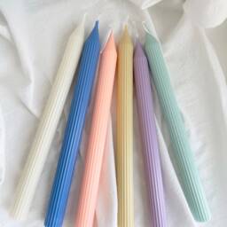 Tall Ribbed Pillar Candle Hand-Poured Soy Wax Dinner Candle - thumbnail 2