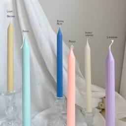 Tall Ribbed Pillar Candle Hand-Poured Soy Wax Dinner Candle - thumbnail 3