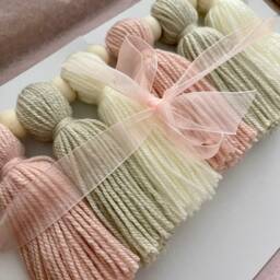 Tassel Garland - Custom Nursery Decor Bunting Wall Hanging Boho Yarn Pink Shelf - thumbnail 3