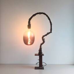 Contemporary Statement Table Lamp, Handmade Functional Art Light in Reclaimed Metal - thumbnail 3