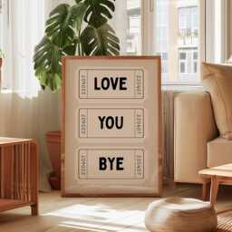 Love You Bye Ticket Print Poster, Trendy Print, Beige Wall Art, Cool Wall Print, Natural Retro Quirky Art, Girls Bedroom Poster - thumbnail 2